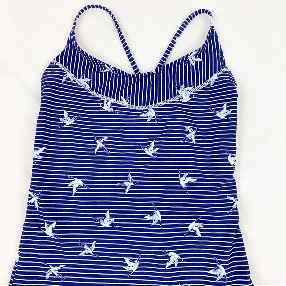 Copper Key striped bird‎ crisscrossed back swimsuit